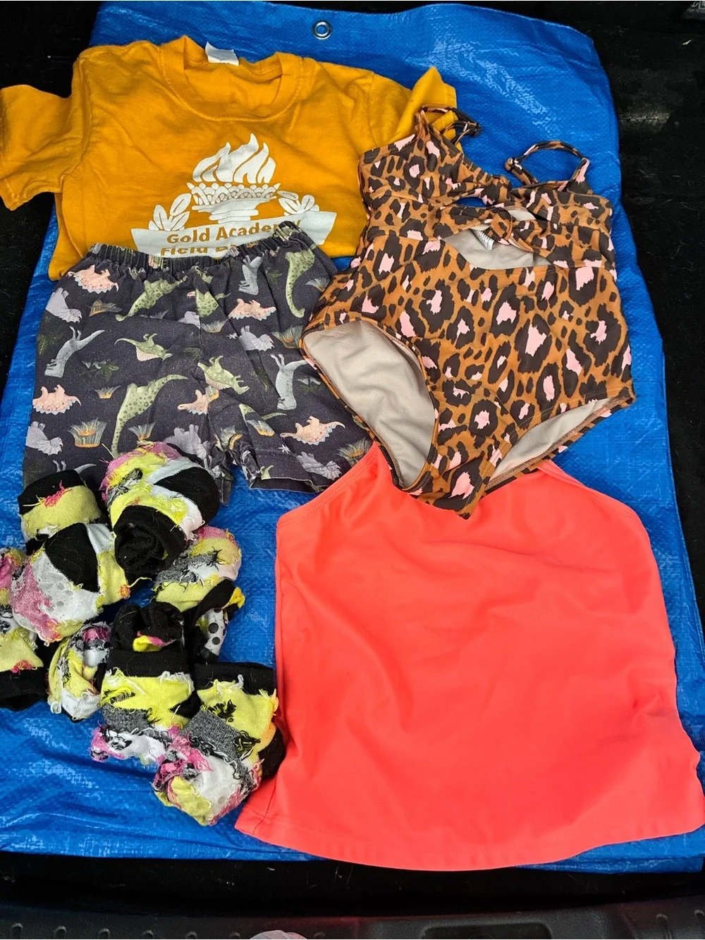 Miscellaneous girls swim tops and grippy socks from urban air